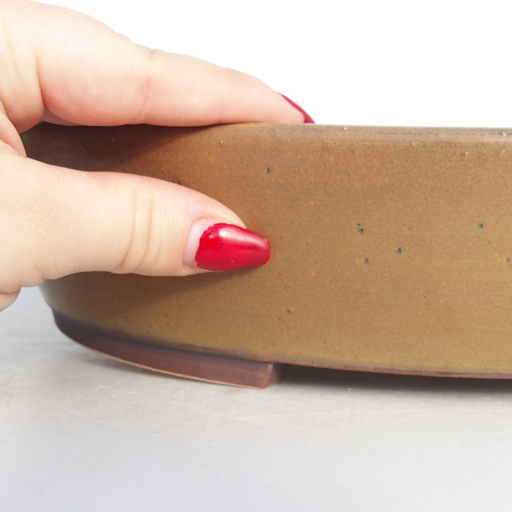 Ceramic bonsai bowl 31,5 x 28,5 x 6,5 cm, brown