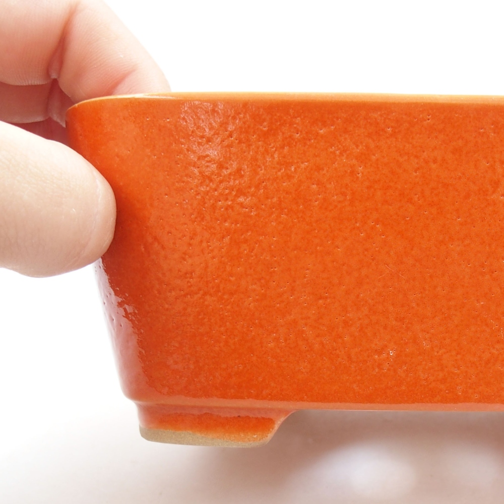 Ceramic bonsai bowl 13,5 x 10 x 6 cm, color orange