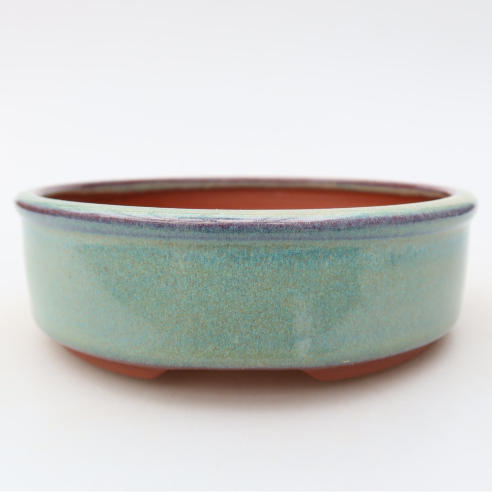 Ceramic bonsai pot, 14 x 14 x 4.5 cm, green