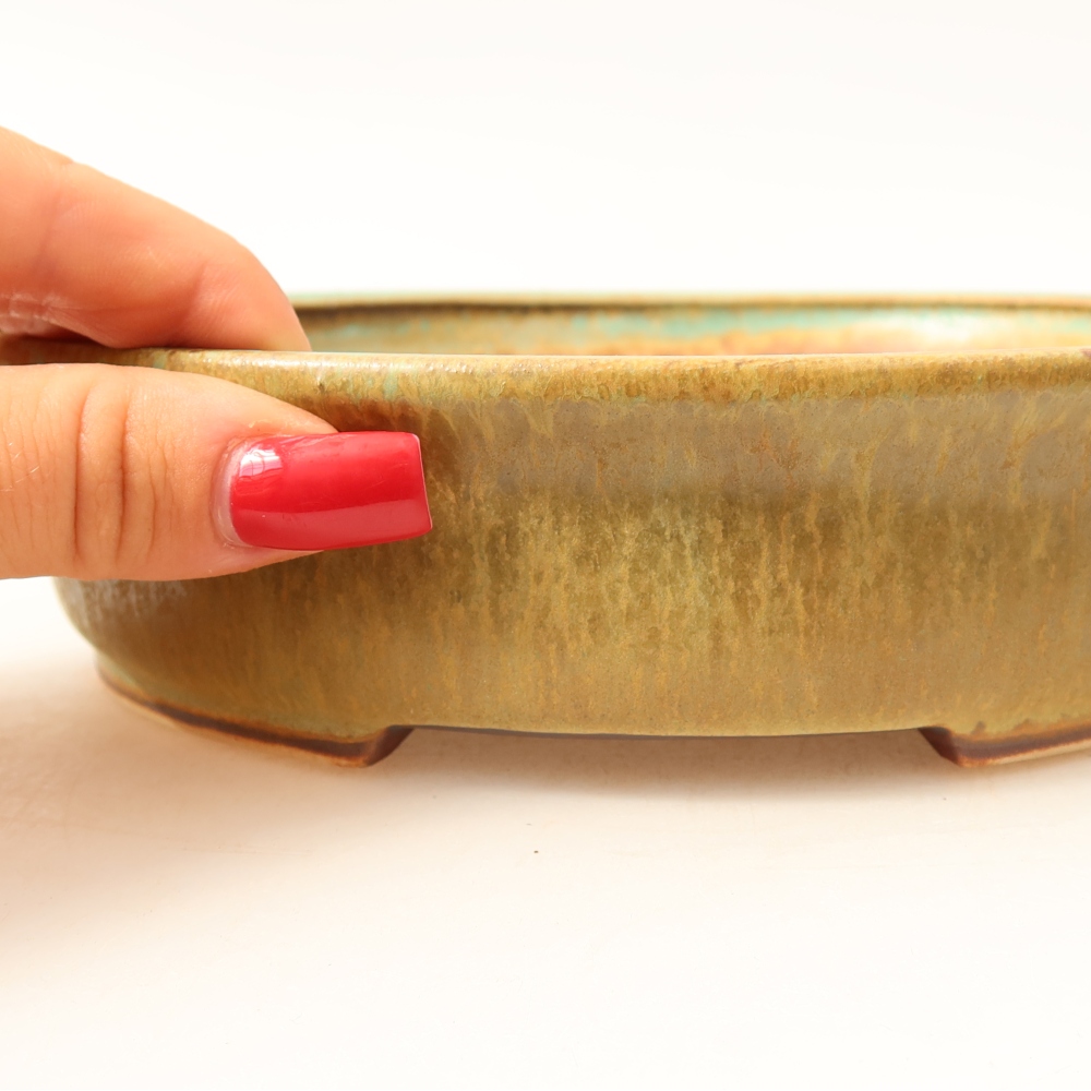 Ceramic bonsai bowl 17,5 x 16 x 4,5 cm, green