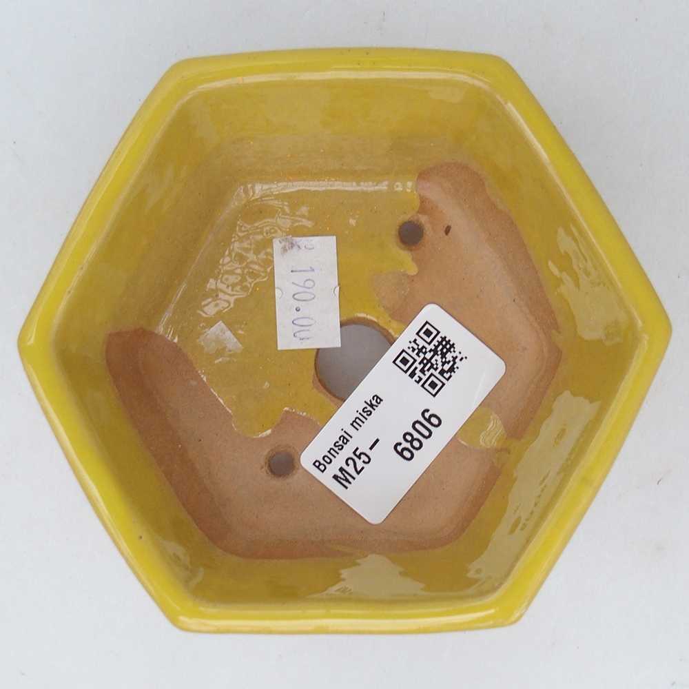 Ceramic bonsai bowl 10,5 x 9,5 x 5 cm, yellow