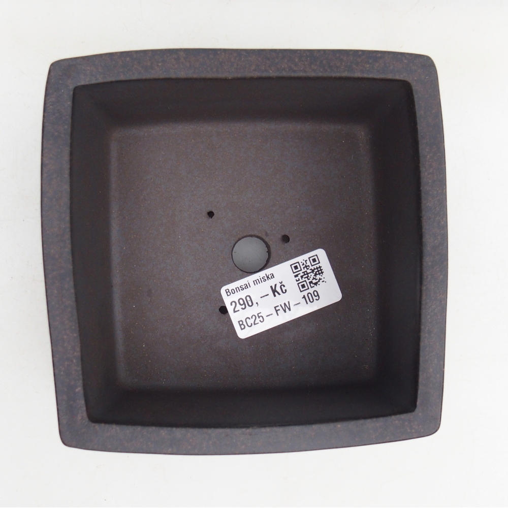 Ceramic bonsai bowl 12 x 12 x 6,5 cm, colour brownish ochre