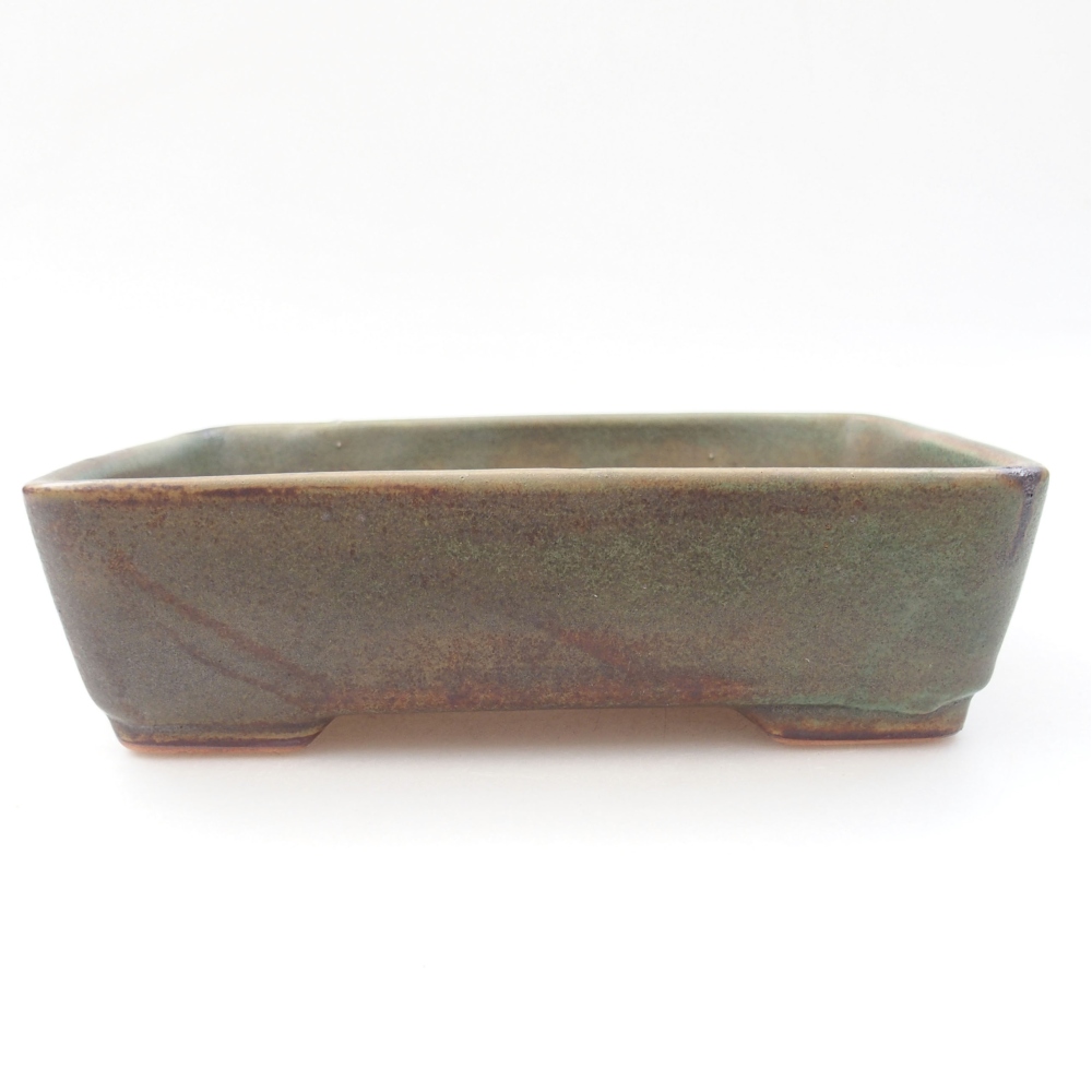 Ceramic bonsai bowl 18 x 13 x 5 cm, color green