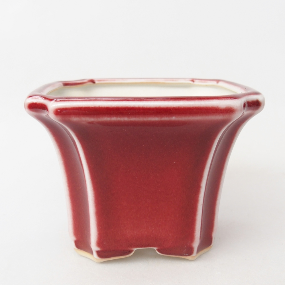 Ceramic bonsai bowl 10 x 10 x 7 cm, colour red