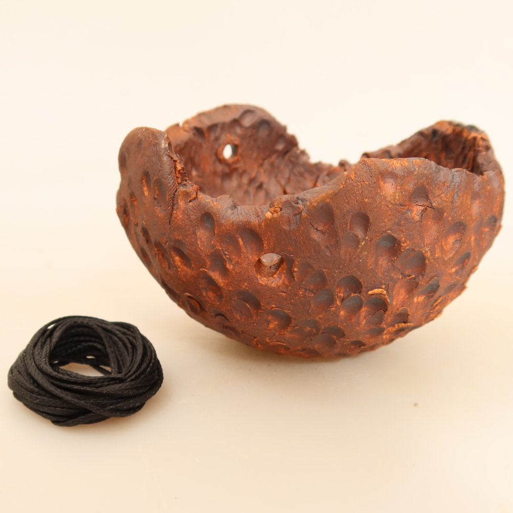 Ceramic Kokedama Pot, 10 x 10 x 6.5 cm, Brown