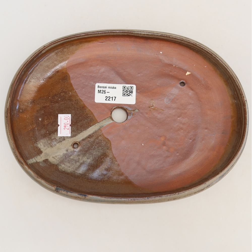Ceramic bonsai bowl 22,5 x 16,5 x 3 cm, brown