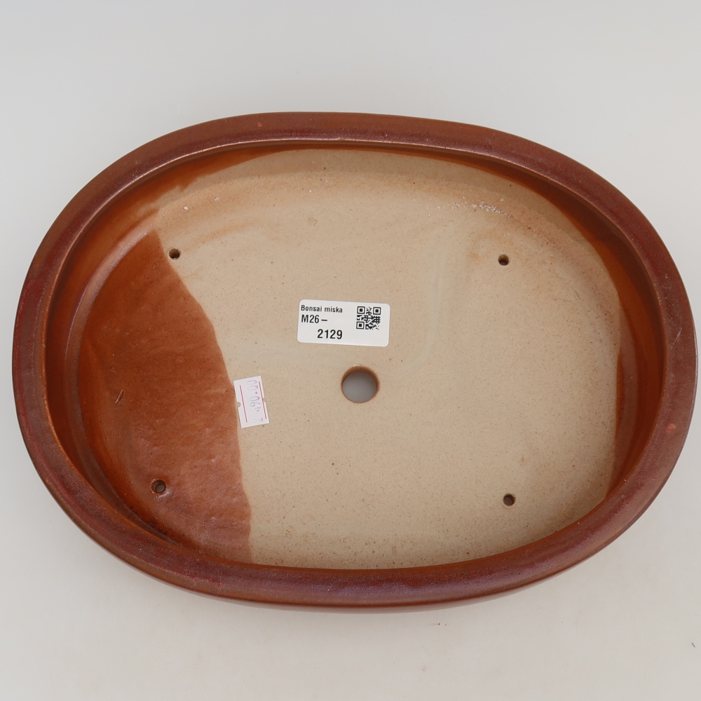 Ceramic bonsai pot, 27 x 21 x 5.5 cm, burgundy