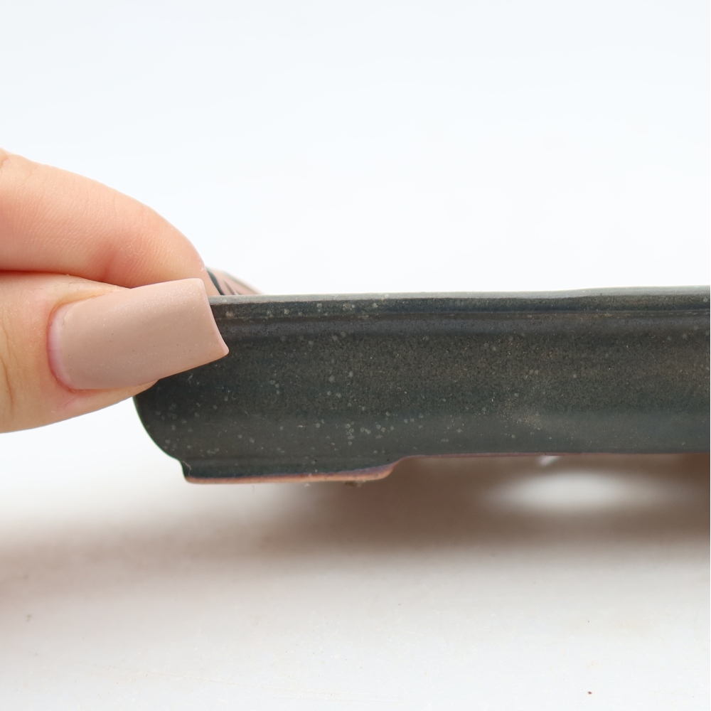 Ceramic bonsai pot, 13 x 10.5 x 2.5 cm, gray