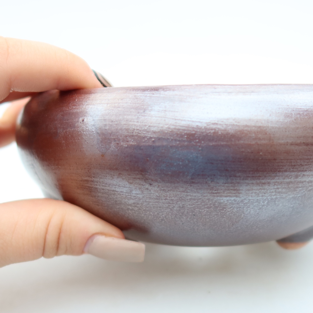 Ceramic bonsai pot, 15 x 15 x 6.5 cm, metallic color