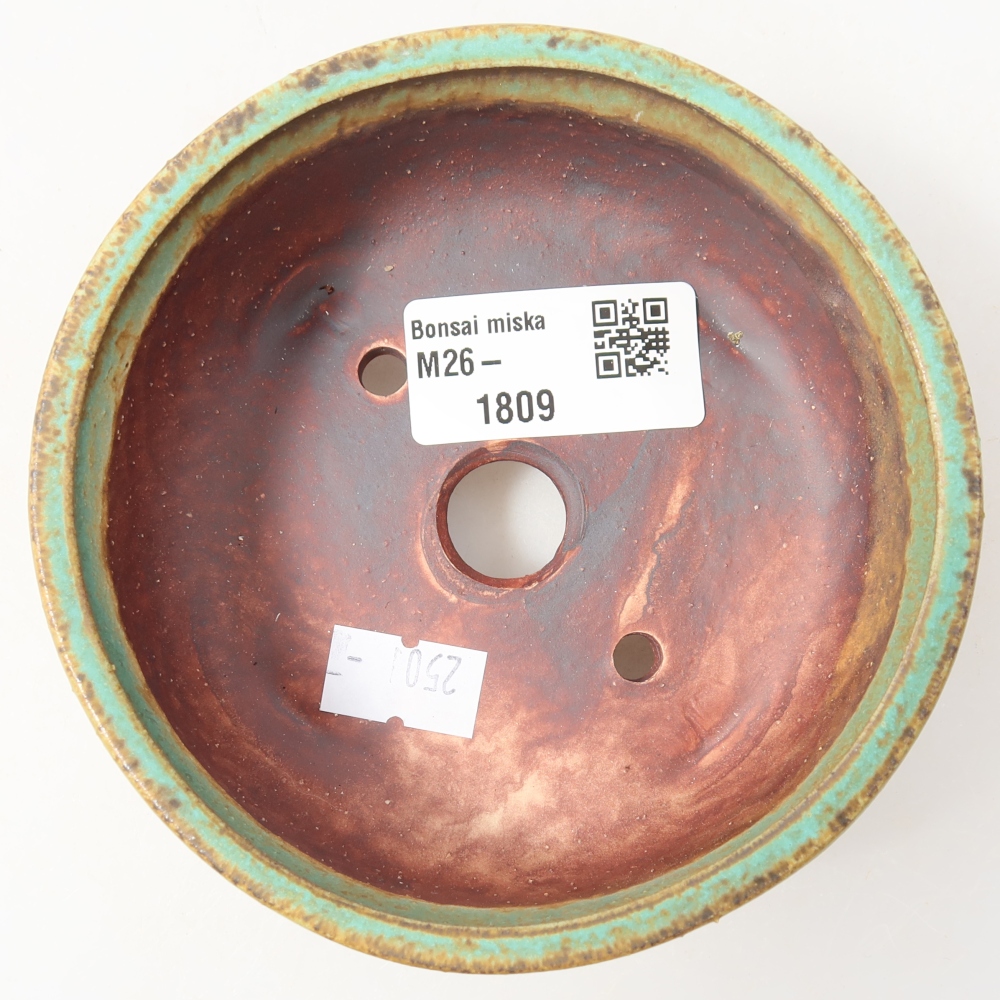 Ceramic bonsai pot, 11 x 11 x 4.5 cm, green