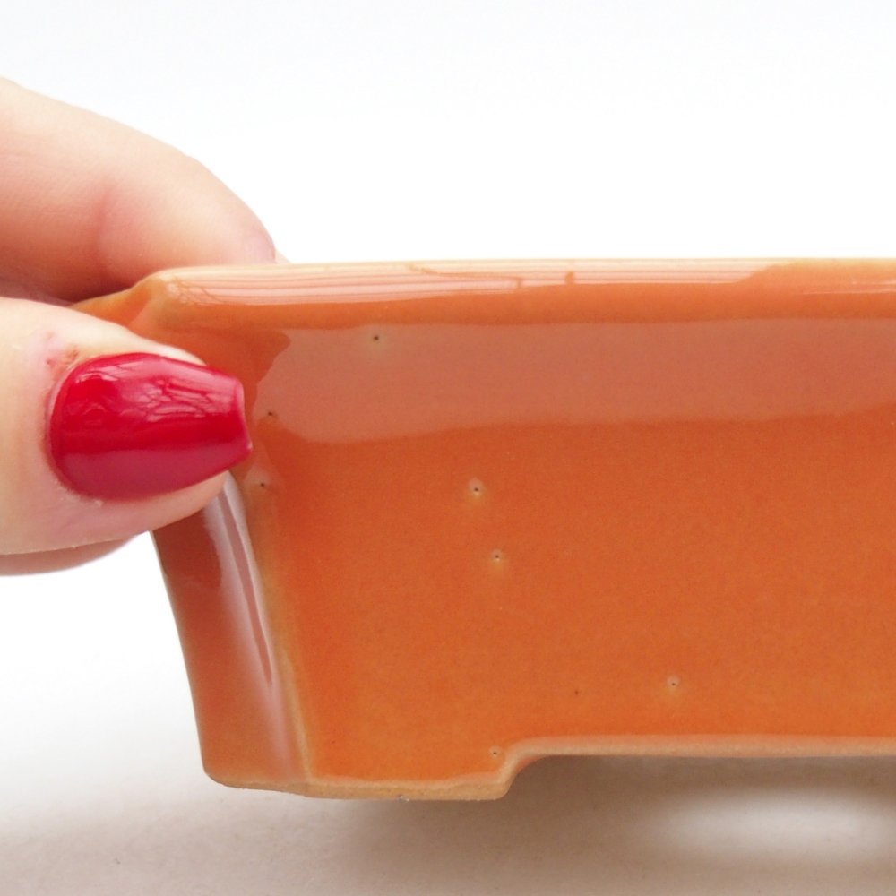 Ceramic bonsai bowl 13 x 10,5 x 4 cm, orange