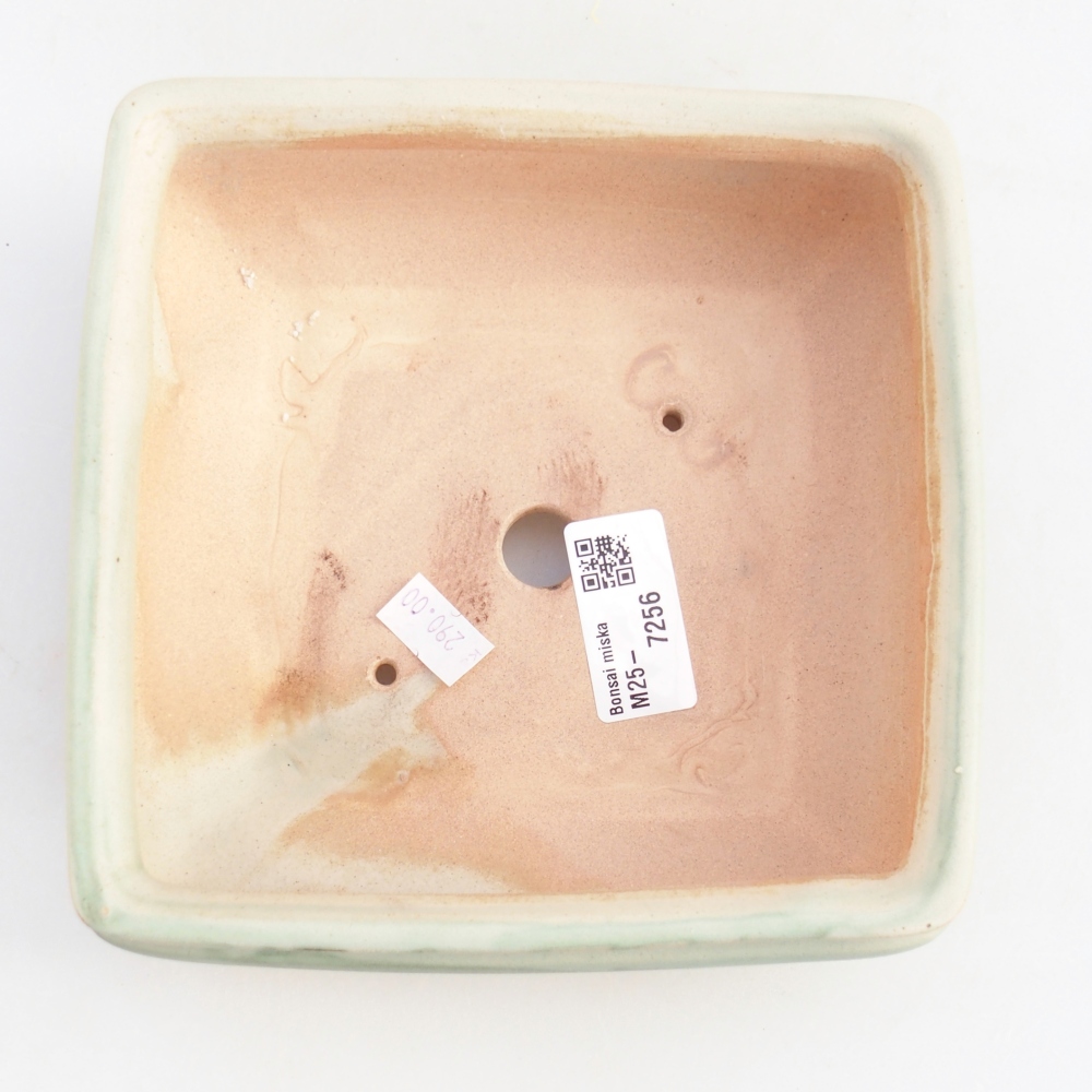 Ceramic bonsai bowl 15,5 x 15,5 x 6 cm, green