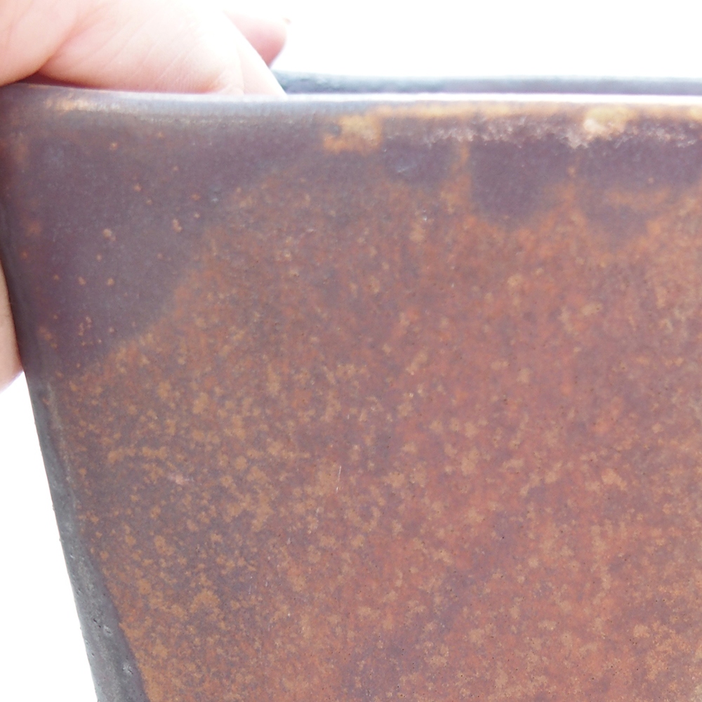 Ceramic bonsai bowl 15 x 15 x 19 cm, colour brown-green