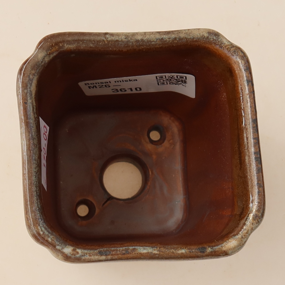 Ceramic bonsai pot, 7 x 7 x 8.5 cm, brown