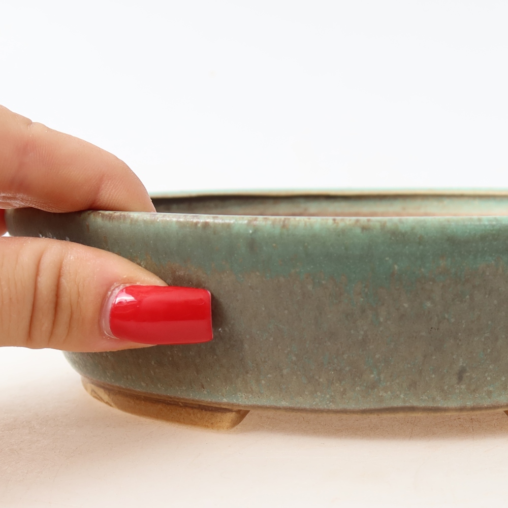 Ceramic bonsai bowl 18,5 x 16,5 x 4,5 cm, green