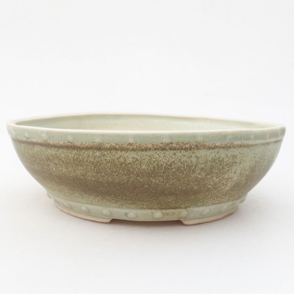 Ceramic bonsai bowl 18 x 18 x 5,5 cm, color green