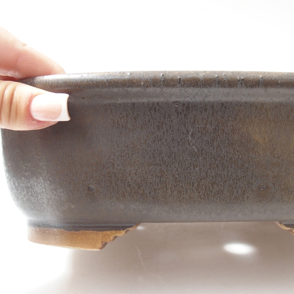 Ceramic bonsai bowl 25 x 21 x 8 cm, brown