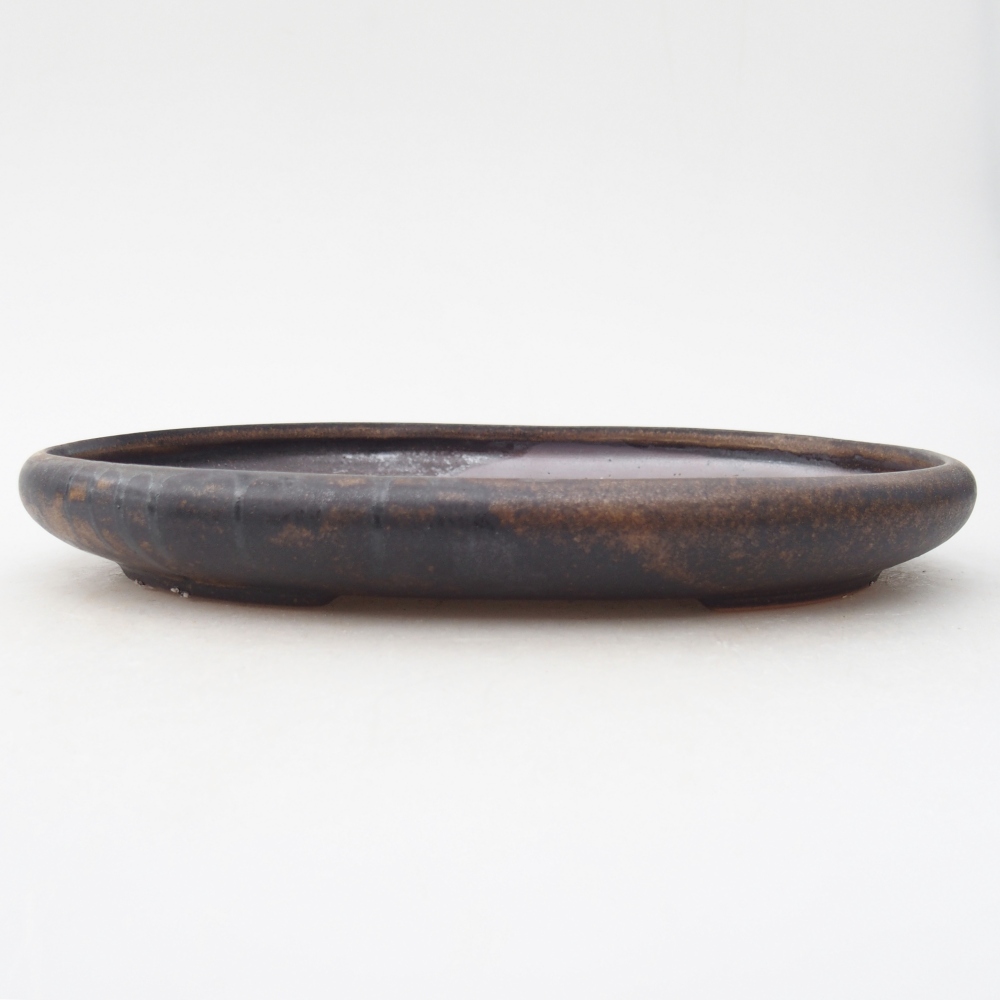 Ceramic bonsai bowl 22,5 x 16,5 x 3 cm, brown
