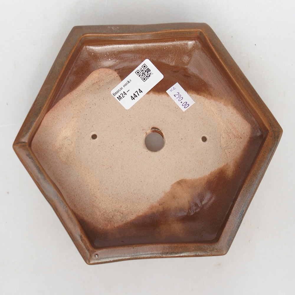 Ceramic bonsai bowl 19,5 x 17 x 4 cm, brown color