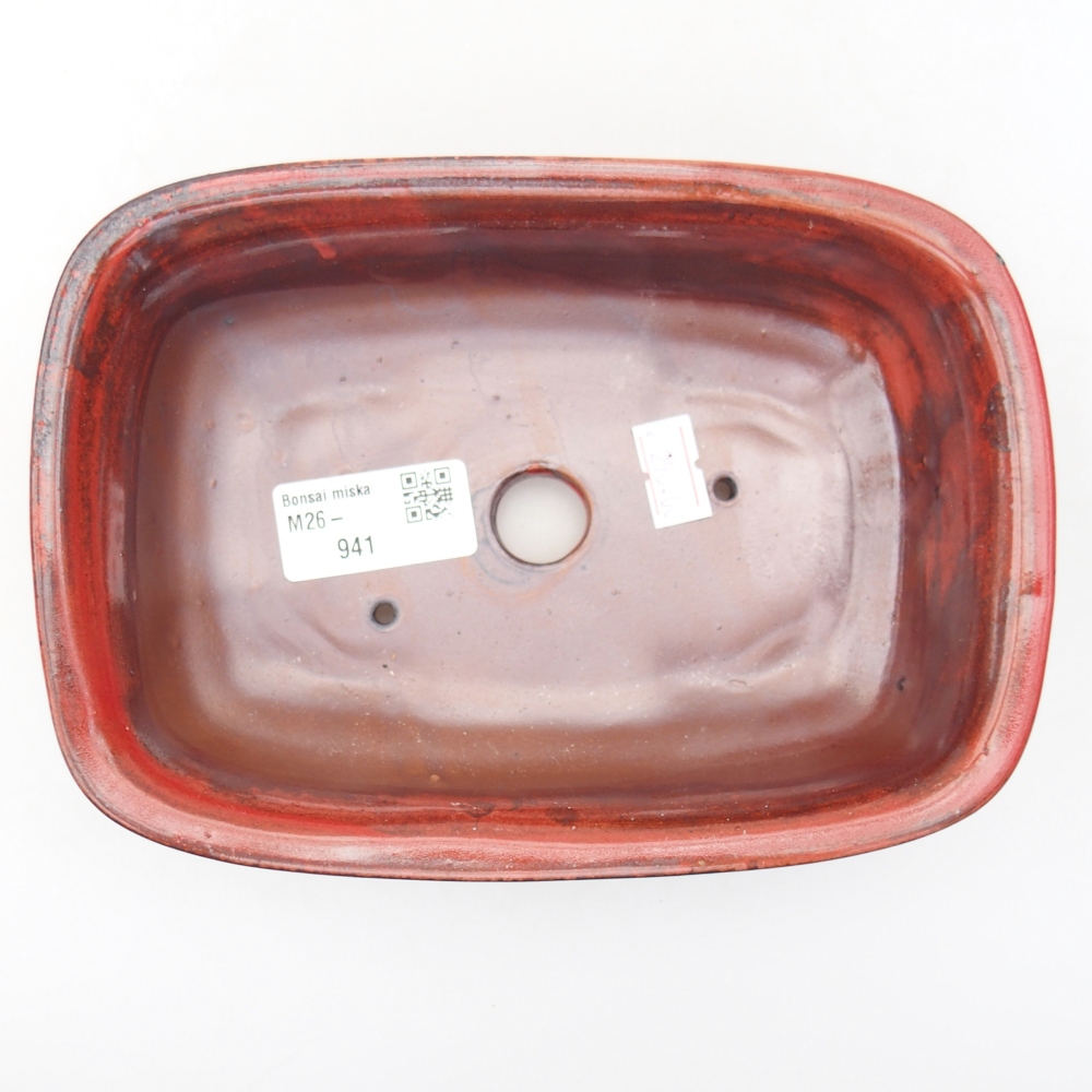 Ceramic bonsai bowl 18,5 x 13,5 x 5 cm, colour red