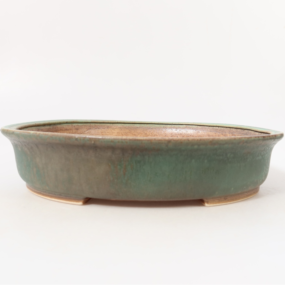 Ceramic bonsai bowl 26,5 x 23,5 x 5,5 cm, green