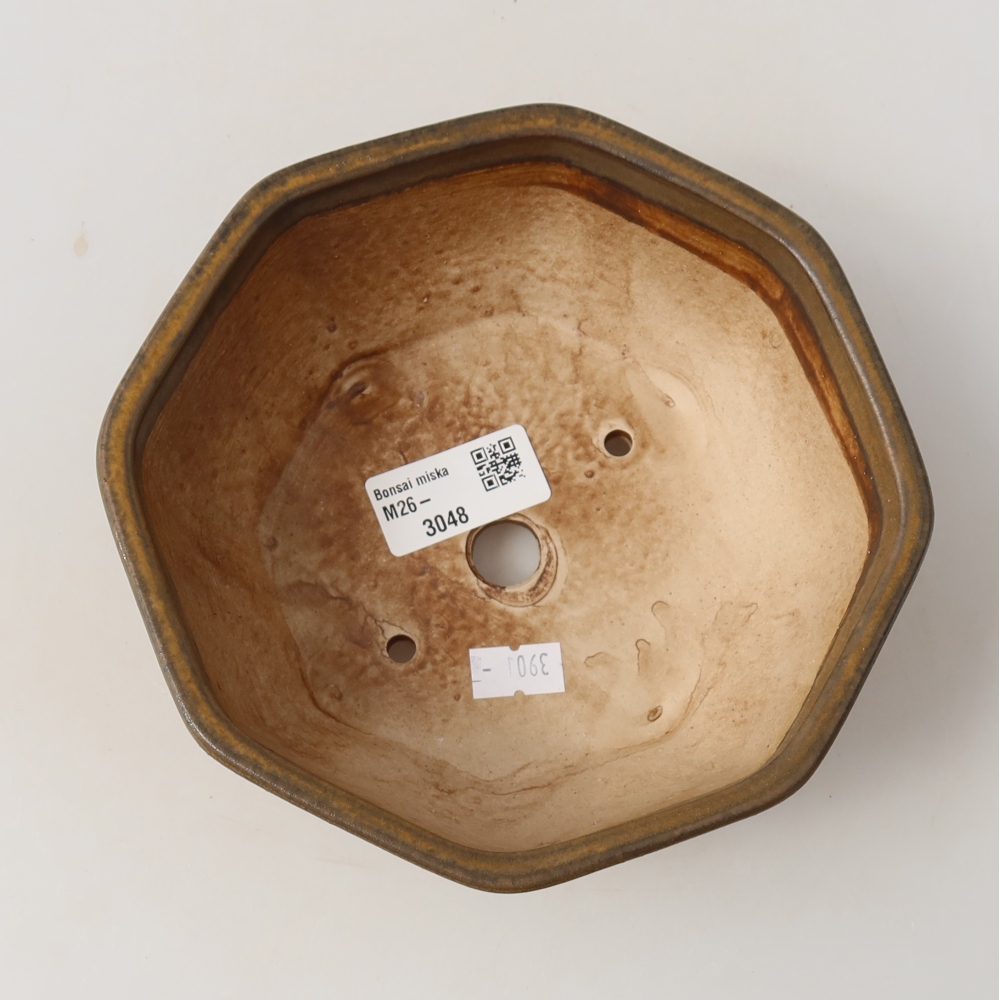 Ceramic bonsai pot, 17 x 16 x 6.5 cm, brown