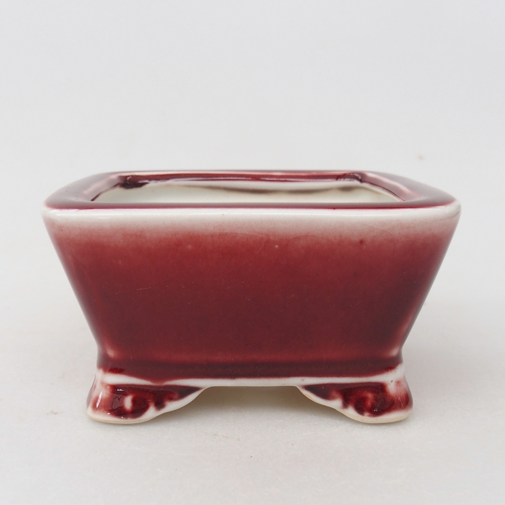Ceramic bonsai bowl 9,5 x 9,5 x 5 cm, colour red