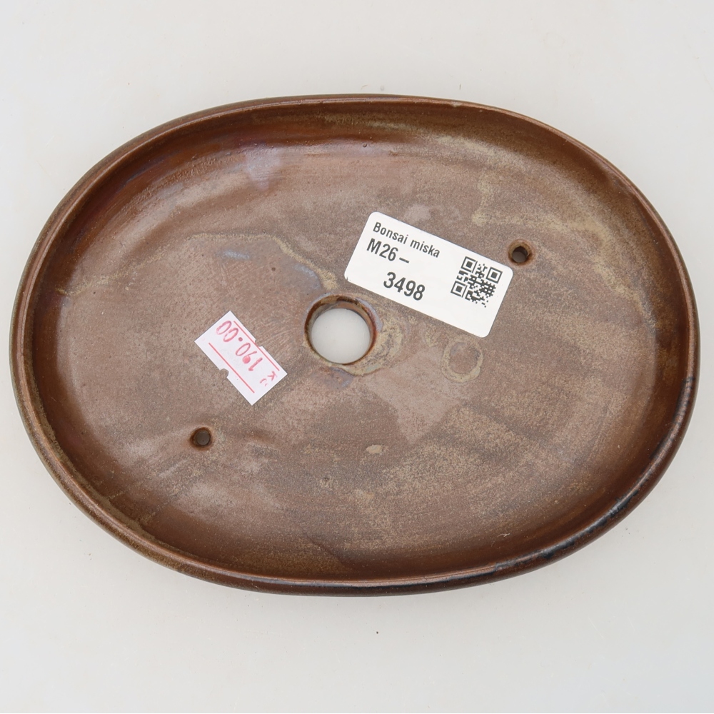 Ceramic bonsai pot, 17 x 12 x 2.5 cm, brown