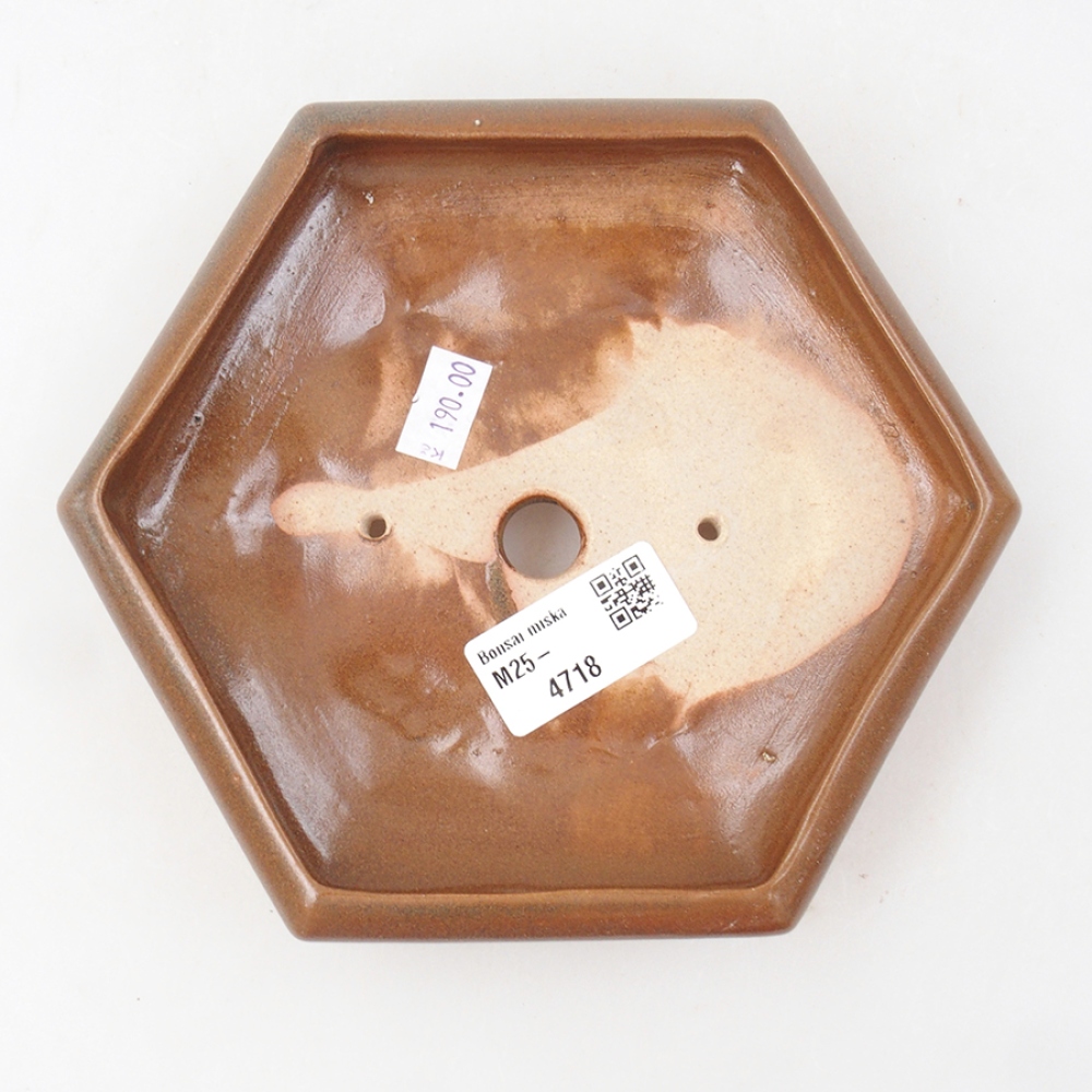 Ceramic bonsai bowl 17 x 15 x 4 cm, color brown