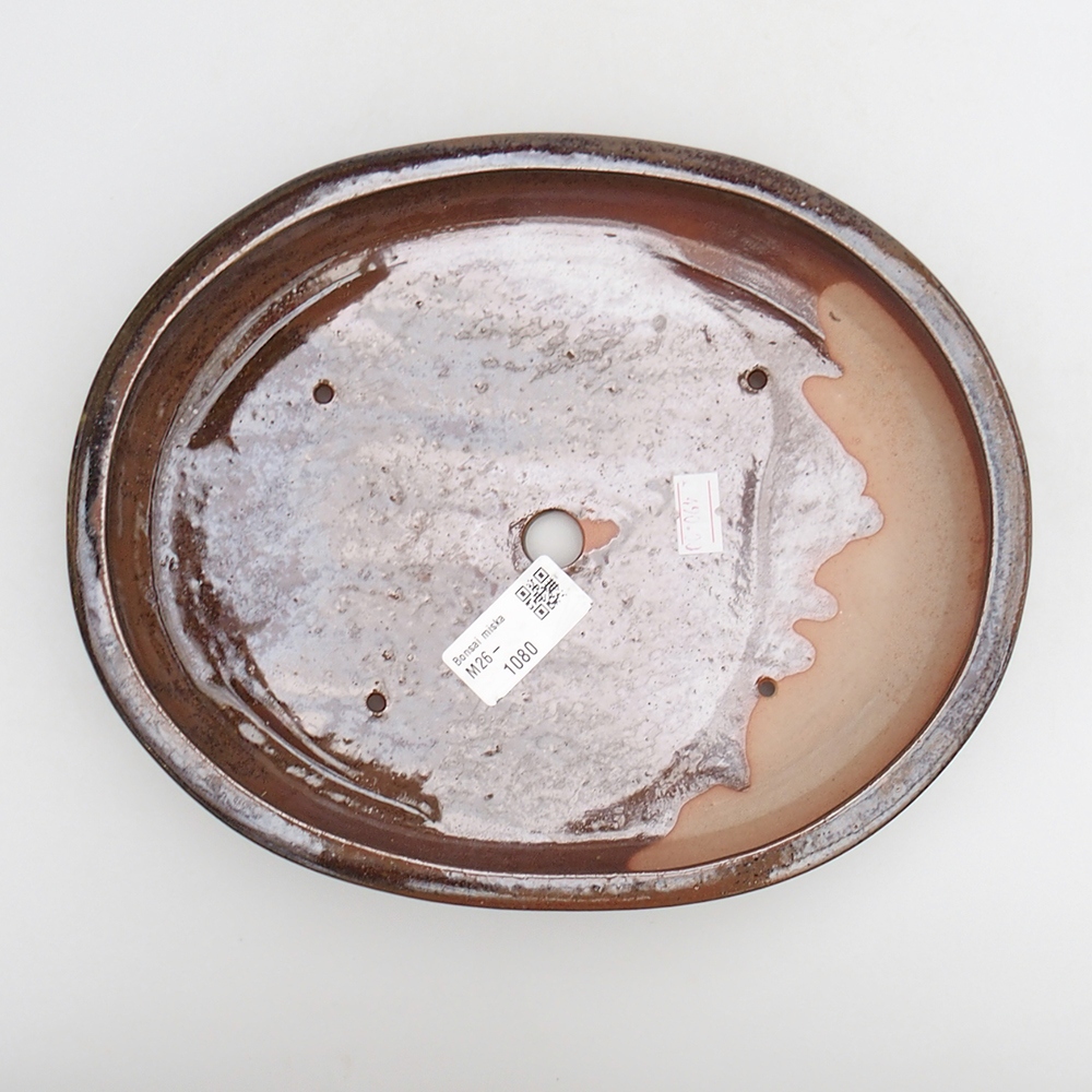 Ceramic bonsai bowl 24 x 19,5 x 4 cm, brown