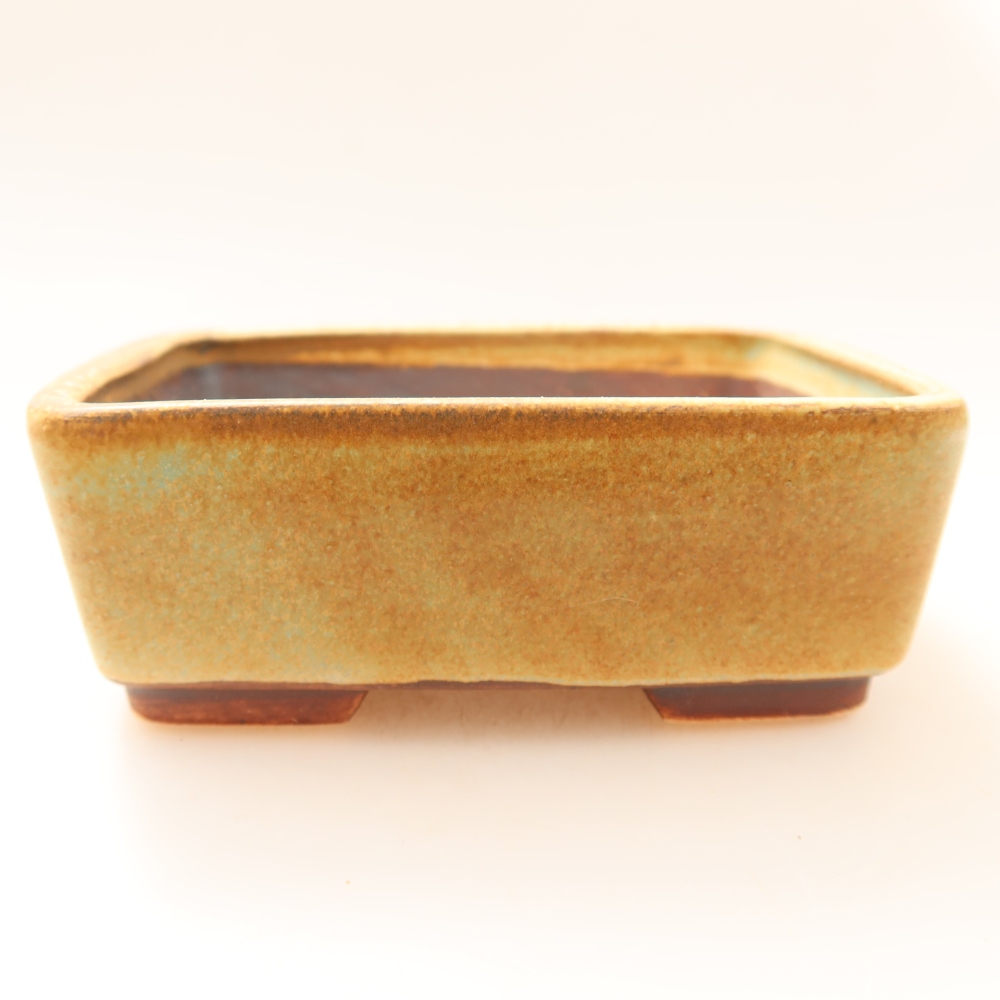 Ceramic bonsai pot, 10 x 8 x 3.5 cm, green