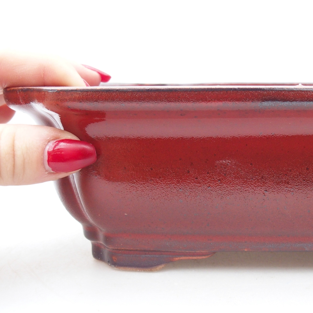 Ceramic bonsai bowl 28 x 22 x 7 cm, colour red