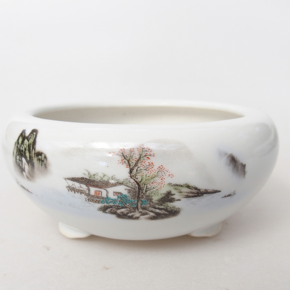 Ceramic bonsai bowl 10 x 10 x 5 cm, colour white