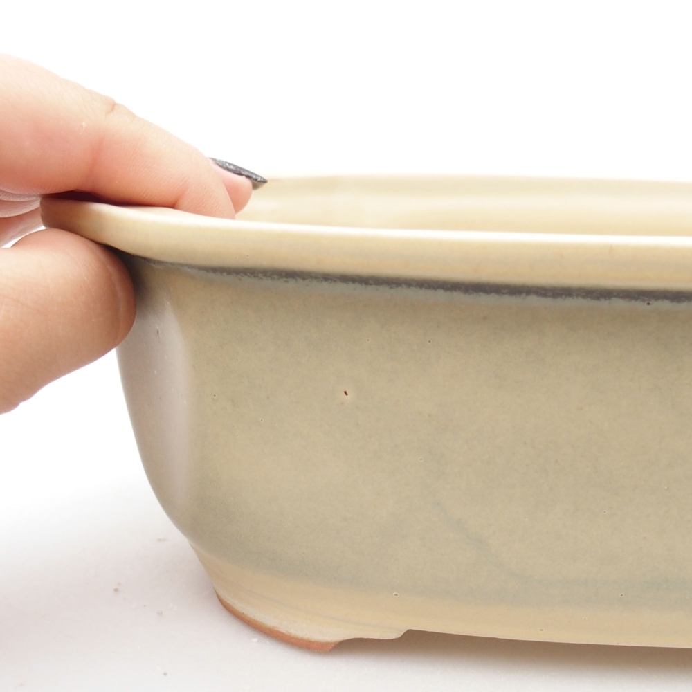 Ceramic bonsai bowl 22,5 x 17,5 x 7,5 cm, color beige