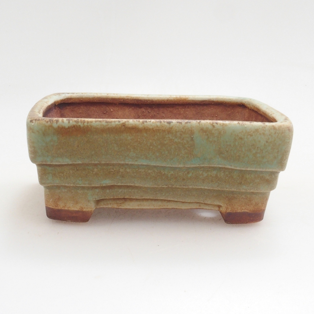 Ceramic bonsai bowl 9 x 7,5 x 3,5 cm, color green
