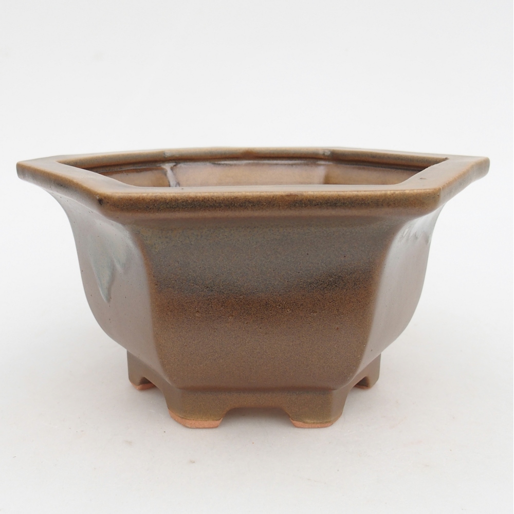 Ceramic bonsai bowl 18,5 x 16,5 x 9 cm, brown