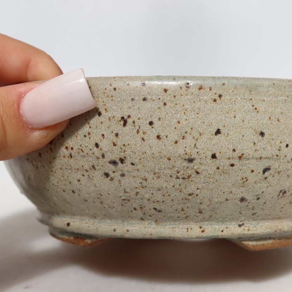 Ceramic bonsai bowl 14,5 x 14,5 x 5,5 cm, colour beige