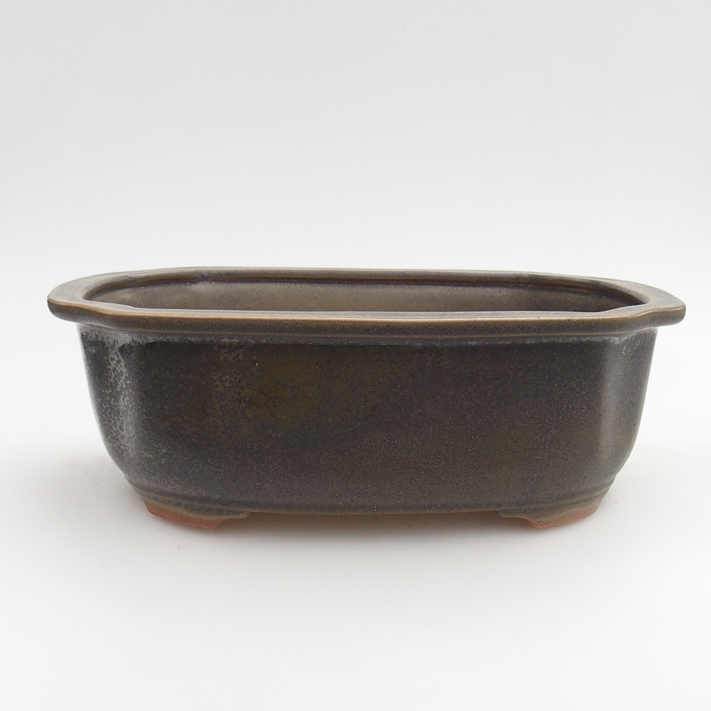 Ceramic bonsai bowl 22 x 16,5 x 7 cm, green