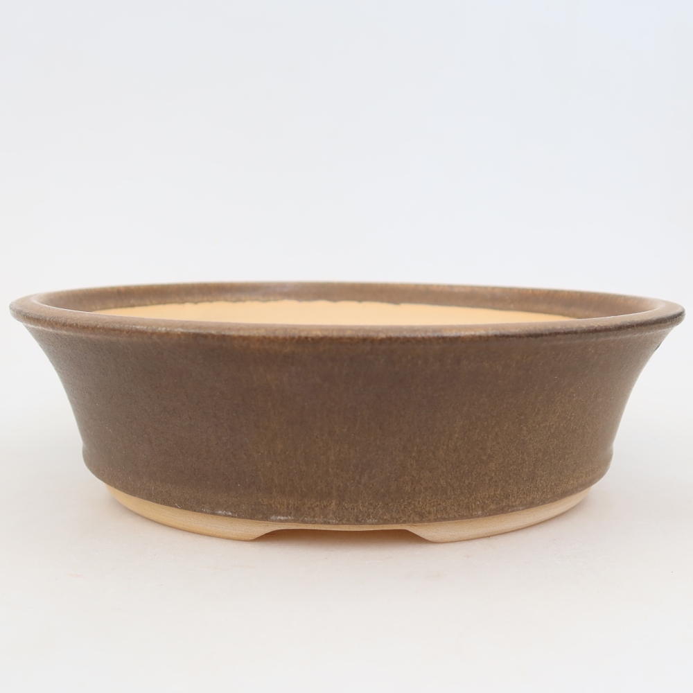 Ceramic bonsai pot, 24 x 24 x 6.5 cm, brown