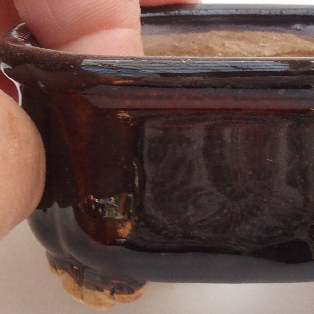 Ceramic bonsai bowl 7,5 x 7,5 x 3,5 cm, color black