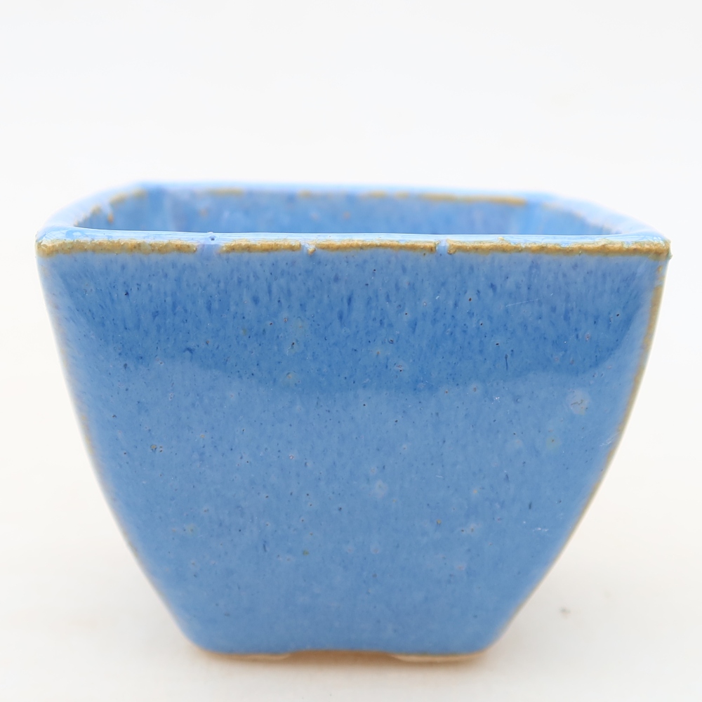 Ceramic bonsai pot, 5.5 x 5.5 x 4.5 cm, blue