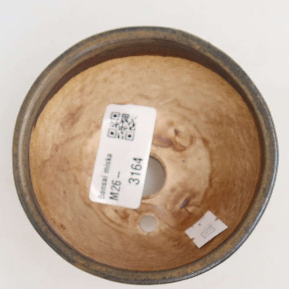 Ceramic bonsai pot, 8.5 x 8.5 x 5 cm, brown