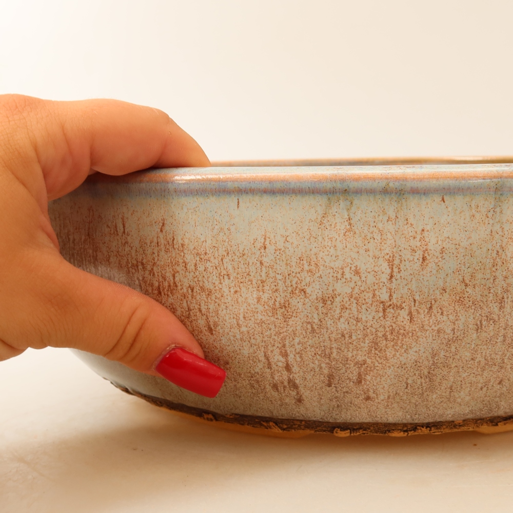 Ceramic bonsai pot, 28 x 28 x 8 cm, blue