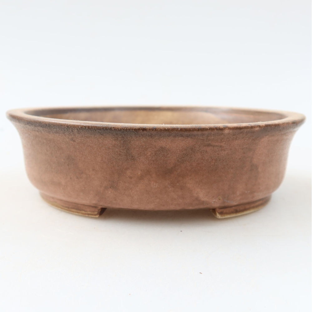 Ceramic bonsai pot, 12.5 x 11.5 x 3.5 cm, pink