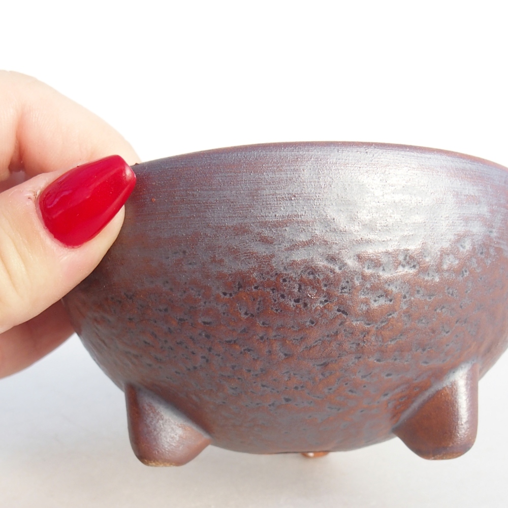 Ceramic bonsai bowl 10 x 10 x 5 cm, metal colour