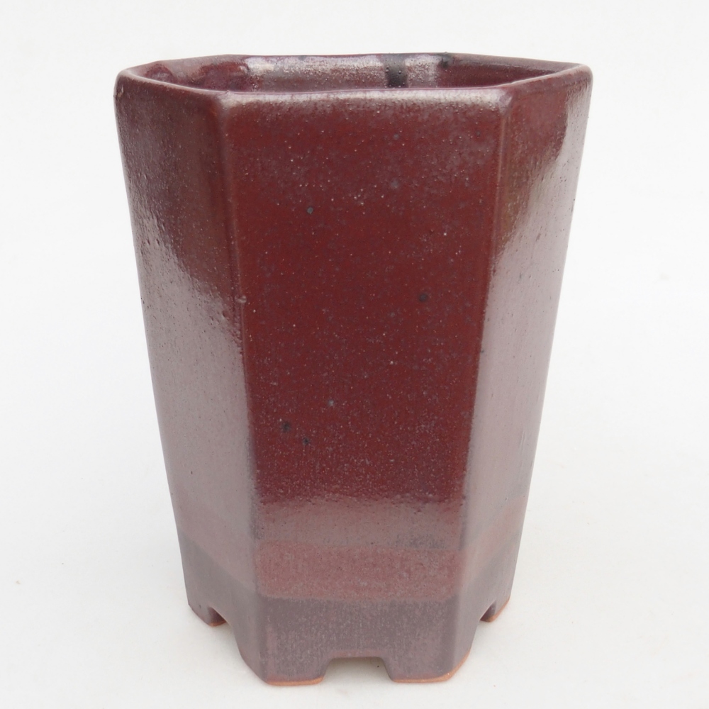 Ceramic bonsai bowl 12,5 x 11,5 x 16,5 cm, burgundy