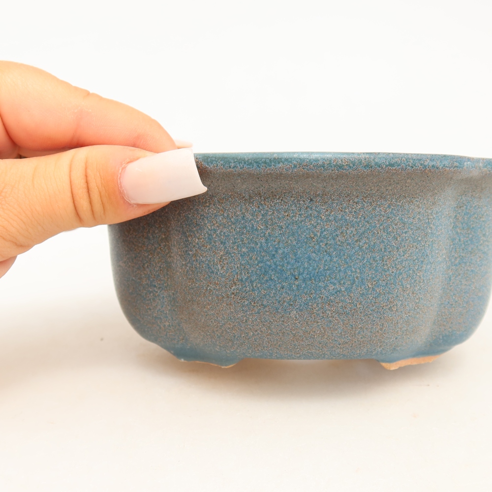 Ceramic bonsai pot, 13.5 x 11 x 6 cm, blue