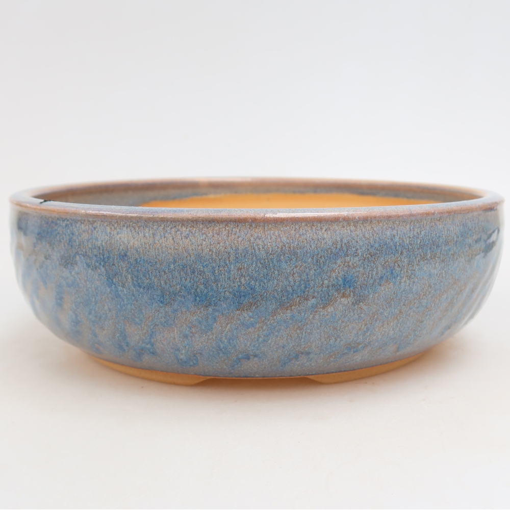 Ceramic bonsai pot, 21.5 x 21.5 x 6.5 cm, blue
