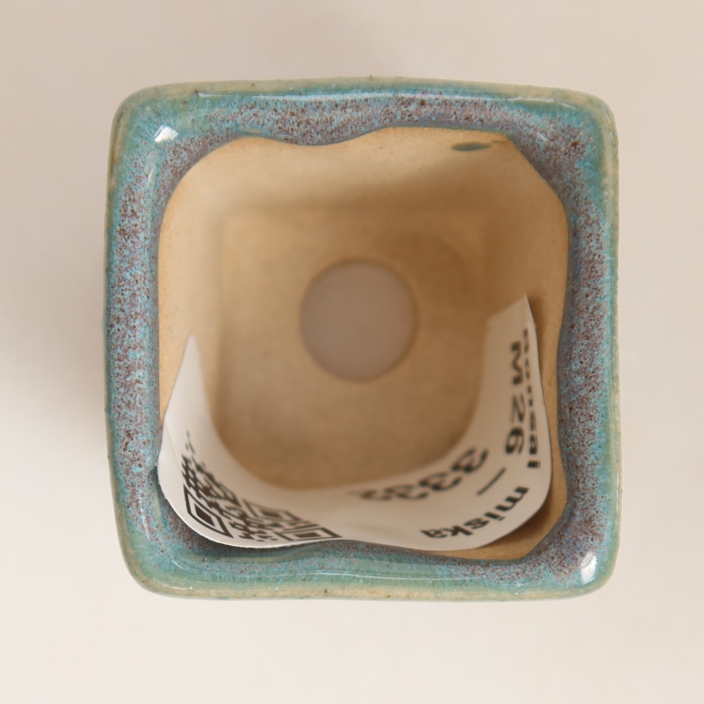 Ceramic bonsai pot, 3 x 3 x 3.5 cm, gray