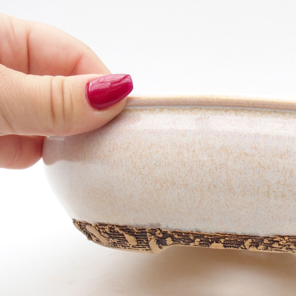 Ceramic bonsai bowl 20 x 20 x 5,5 cm, color beige